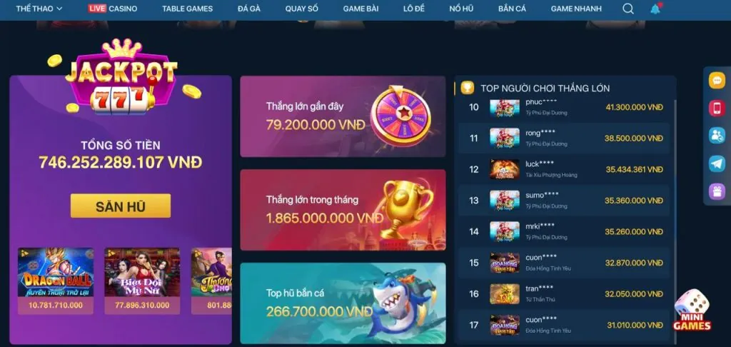 Jackpot Lũy Tiến tại topgamebai